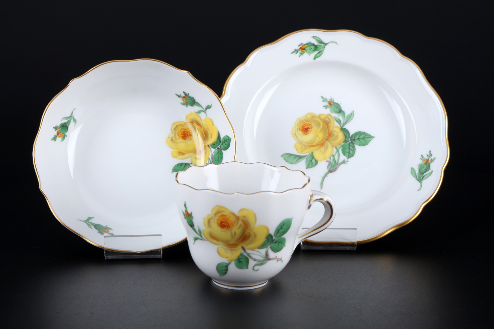 Meissen Yellow Rose mocha coffee service for 6 persons, Mokkaservice für 6 Personen, - Image 2 of 9