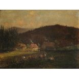 O. Ackermann 19. Jahrhundert Weidelandschaft mit Gehöft, pasture landscape with farmstead,