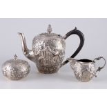 Ludwig Neresheimer 800 Silber Kaffeekern mit prachtvoller Tanzszenerie, silver coffee set,