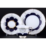 Meissen B-Form royal blue coffee cup with dessert plate 1st choice, Kaffeegedeck 1.Wahl,