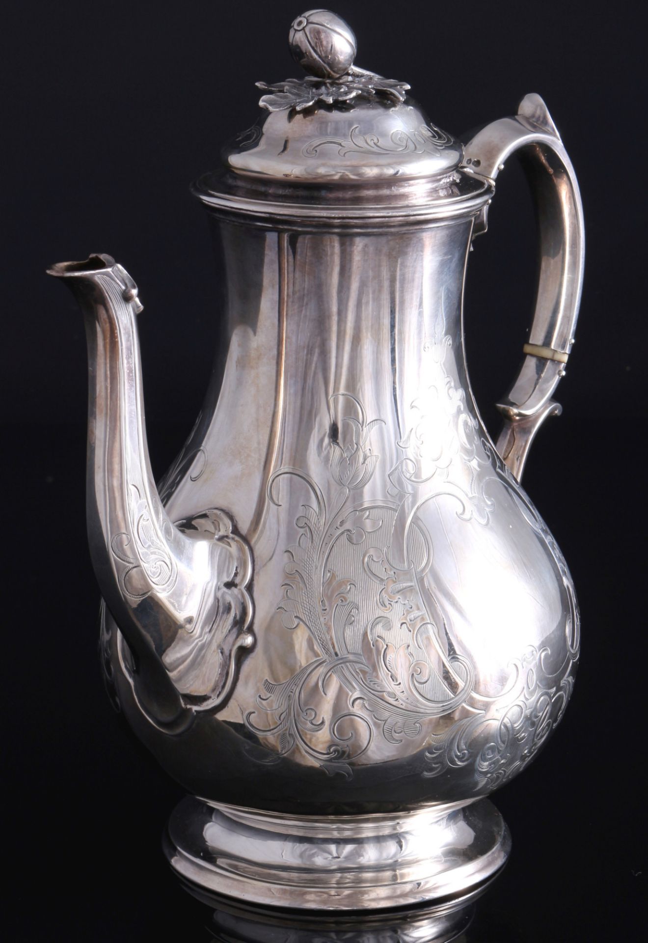 England 925 sterling silver victorian coffee pot, George Ivory, Silber Kaffeekanne 19. Jahrhundert, - Image 2 of 6
