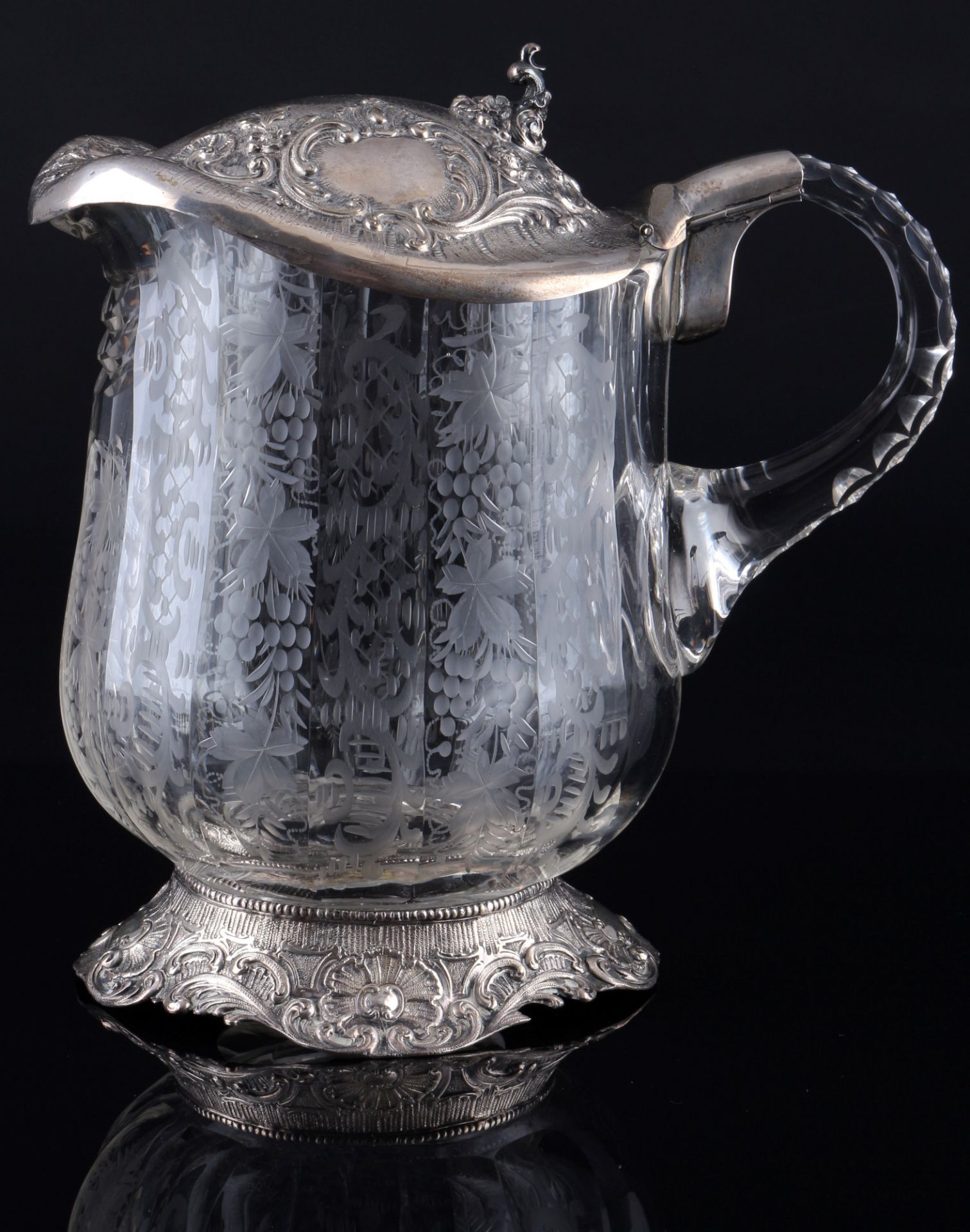 800 silver 2 crystal carafes, Kristallkaraffen, - Image 2 of 5