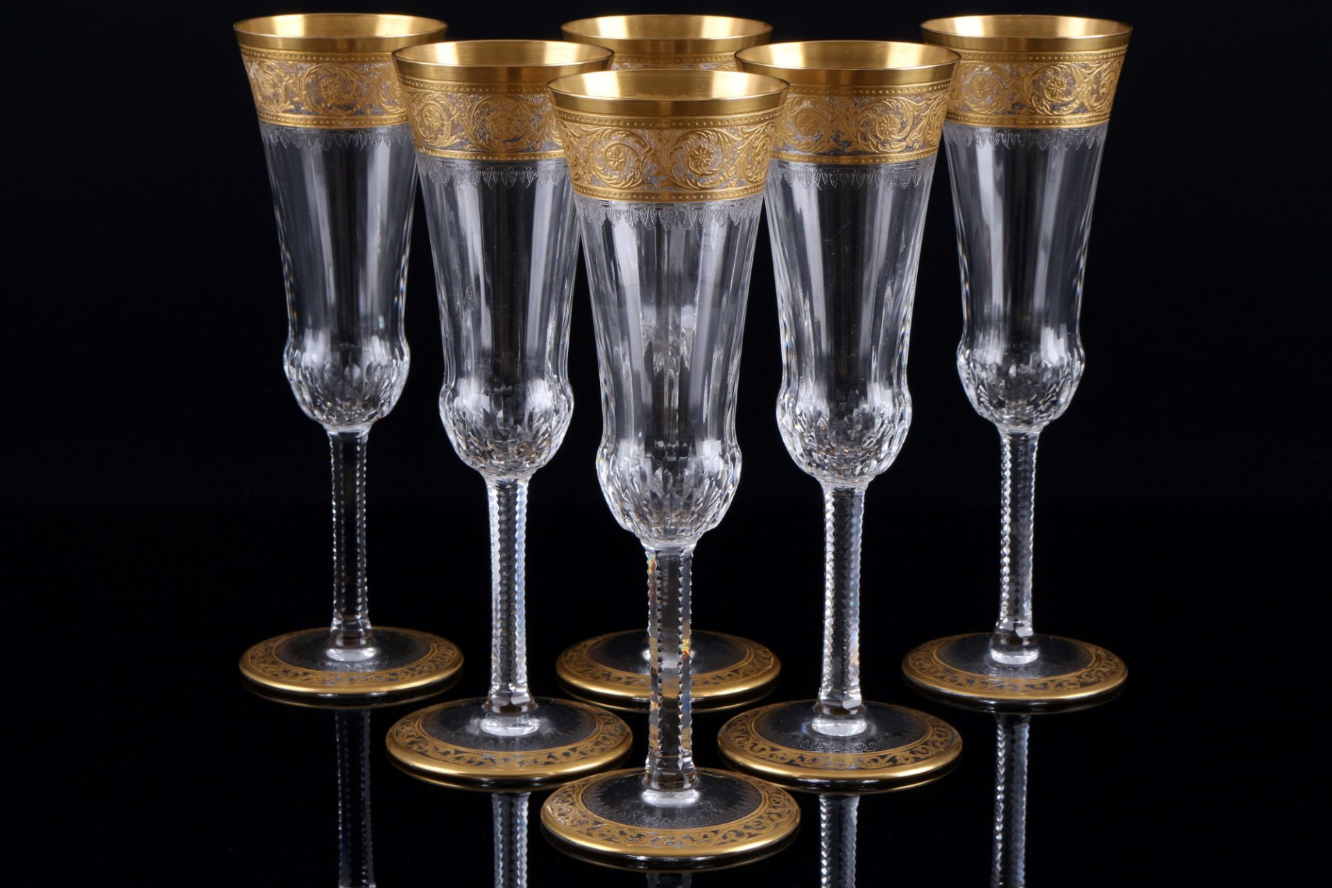 St. Louis Thistle Gold 6 champagne flutes, Champagnerflöten,