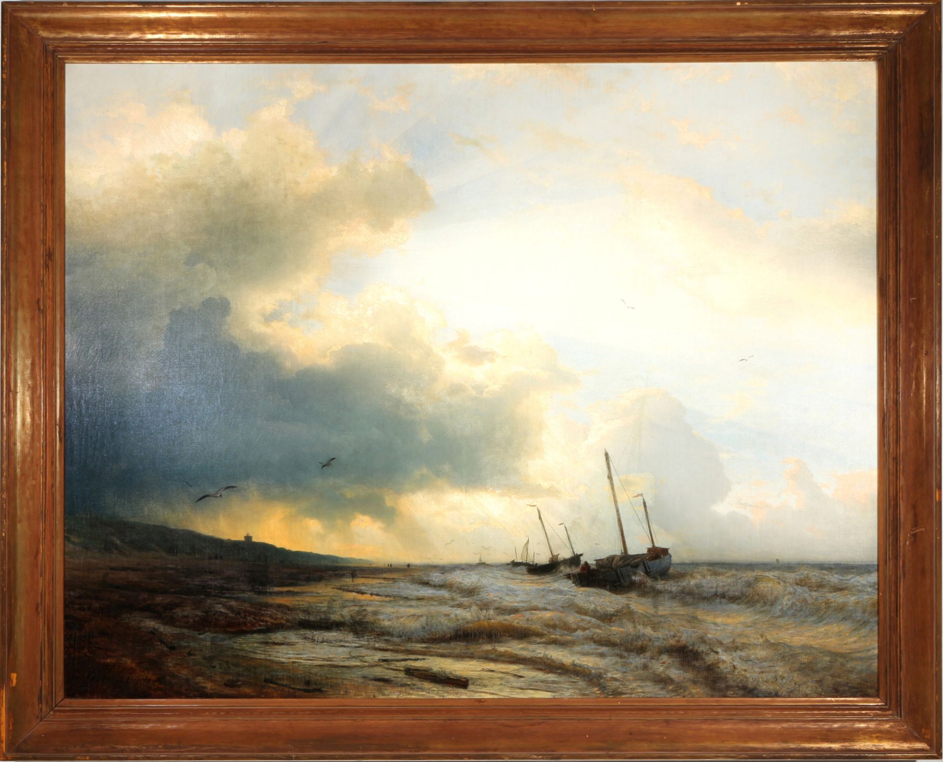 Andreas Achenbach (1815-1910) stormy costal landscape 1858, stürmische Küstenlandschaft, - Image 2 of 6