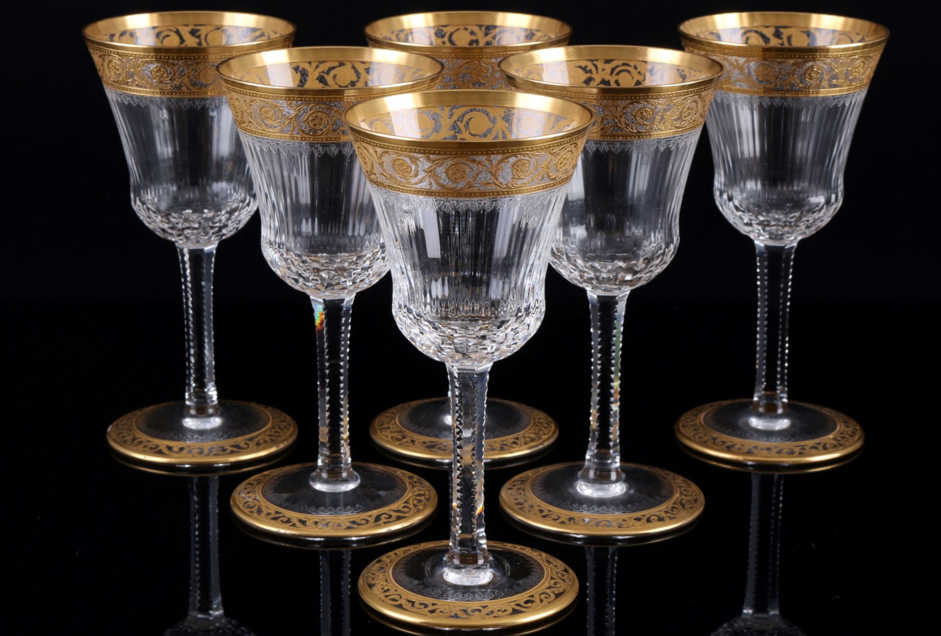 St. Louis Thistle Gold 6 wine glasses No.4, Weingläser,