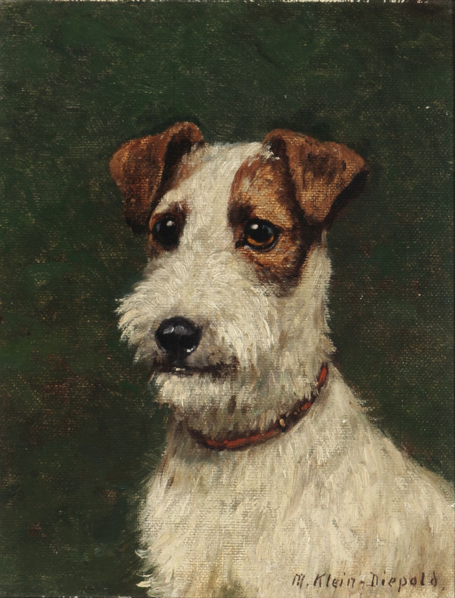 Maximilian Klein von Diepold (1873-1949) Portrait eines Foxterriers, fox terrier dog portrait,