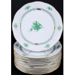 Herend Apponyi Vert 12 Speiseteller, dinner plates,