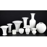 KPM Berlin Weiß 10 Vasen, diverse Formen, white vases,