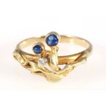 585 Gold Ring mit Saphiren und Brillanten, 14K gold ring sapphires and diamonds,