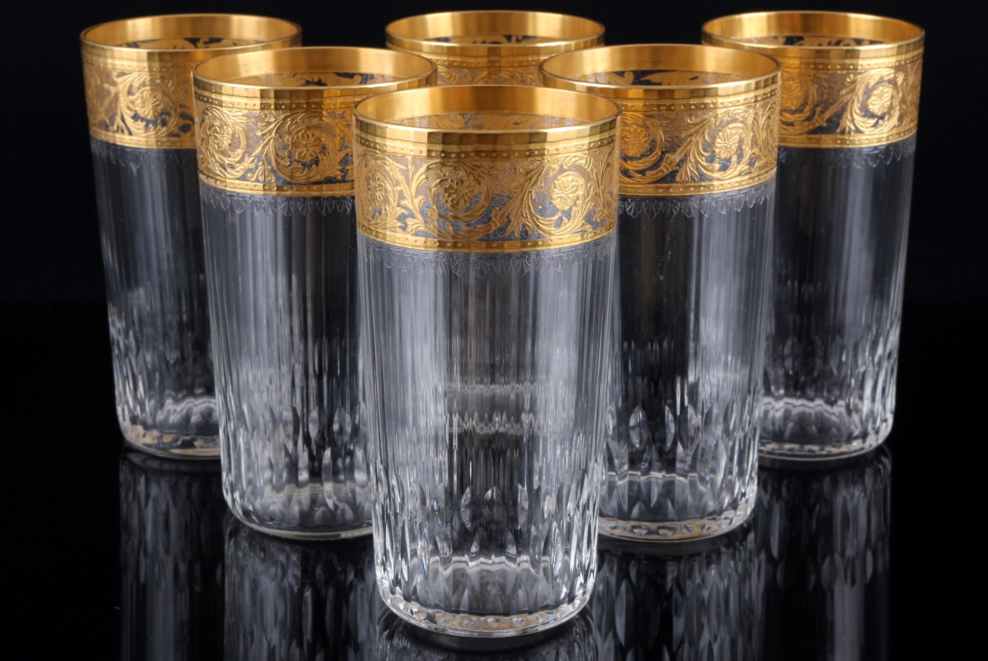 St. Louis Thistle Gold 6 highball glasses, Bechergläser,