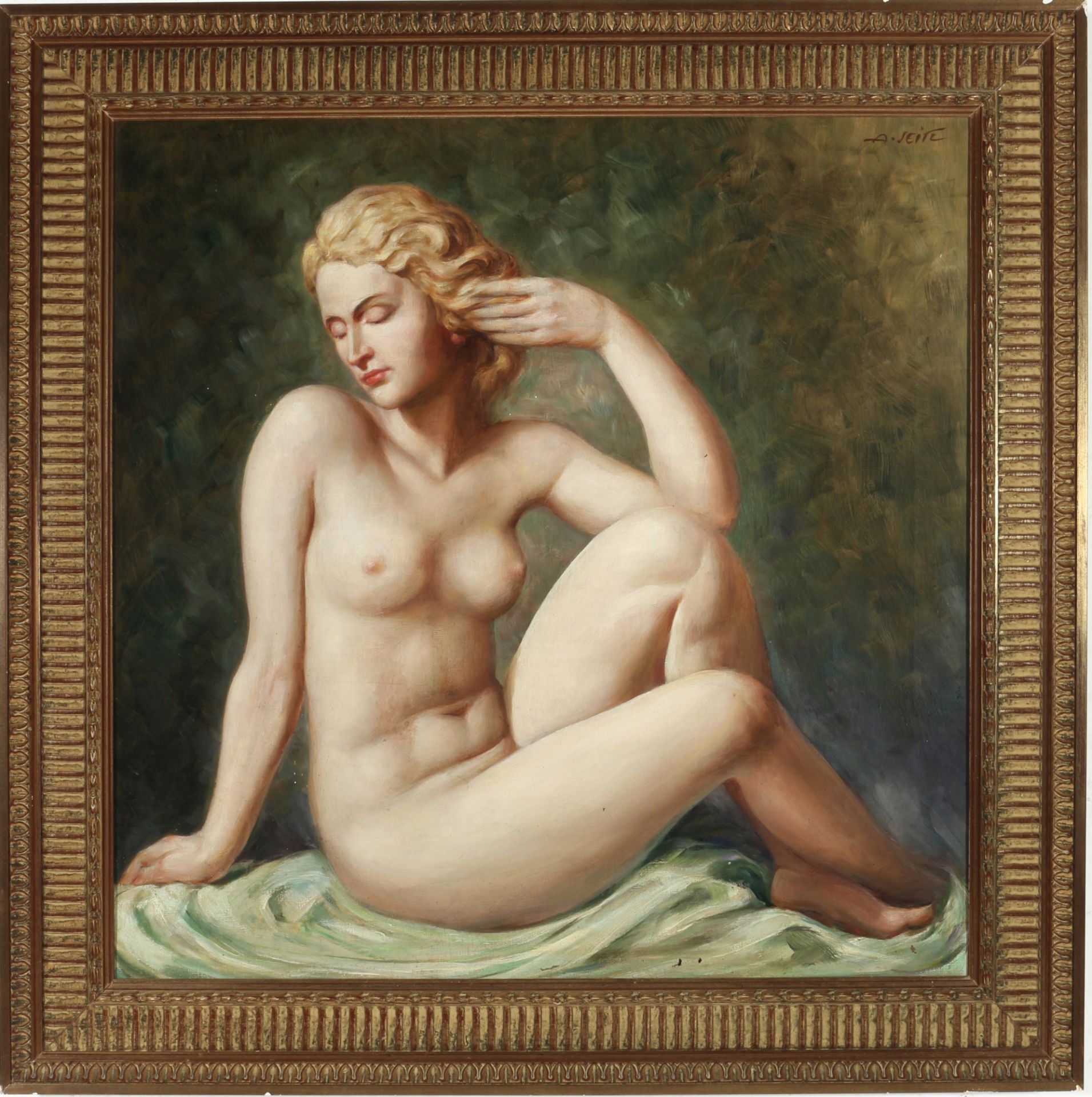 A. Seitl um 1900, sitzender Frauenakt, sitting female nude act ca. 1900, - Bild 2 aus 4