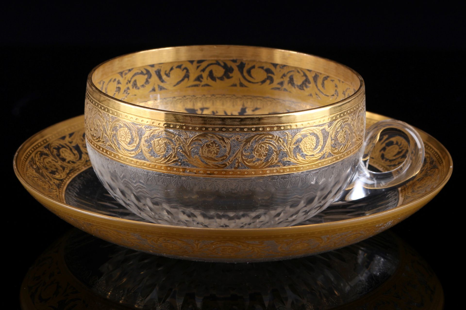St. Louis Thistle Gold 6 Tassen mit Untertassen, cups with saucers, - Bild 2 aus 3