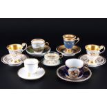 7 Prunktassen, u.a. KPM Berlin, splendor cups,