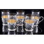 800 Silber 5 Teeglashalter, Hermann Bauer, silver tea glass holder,
