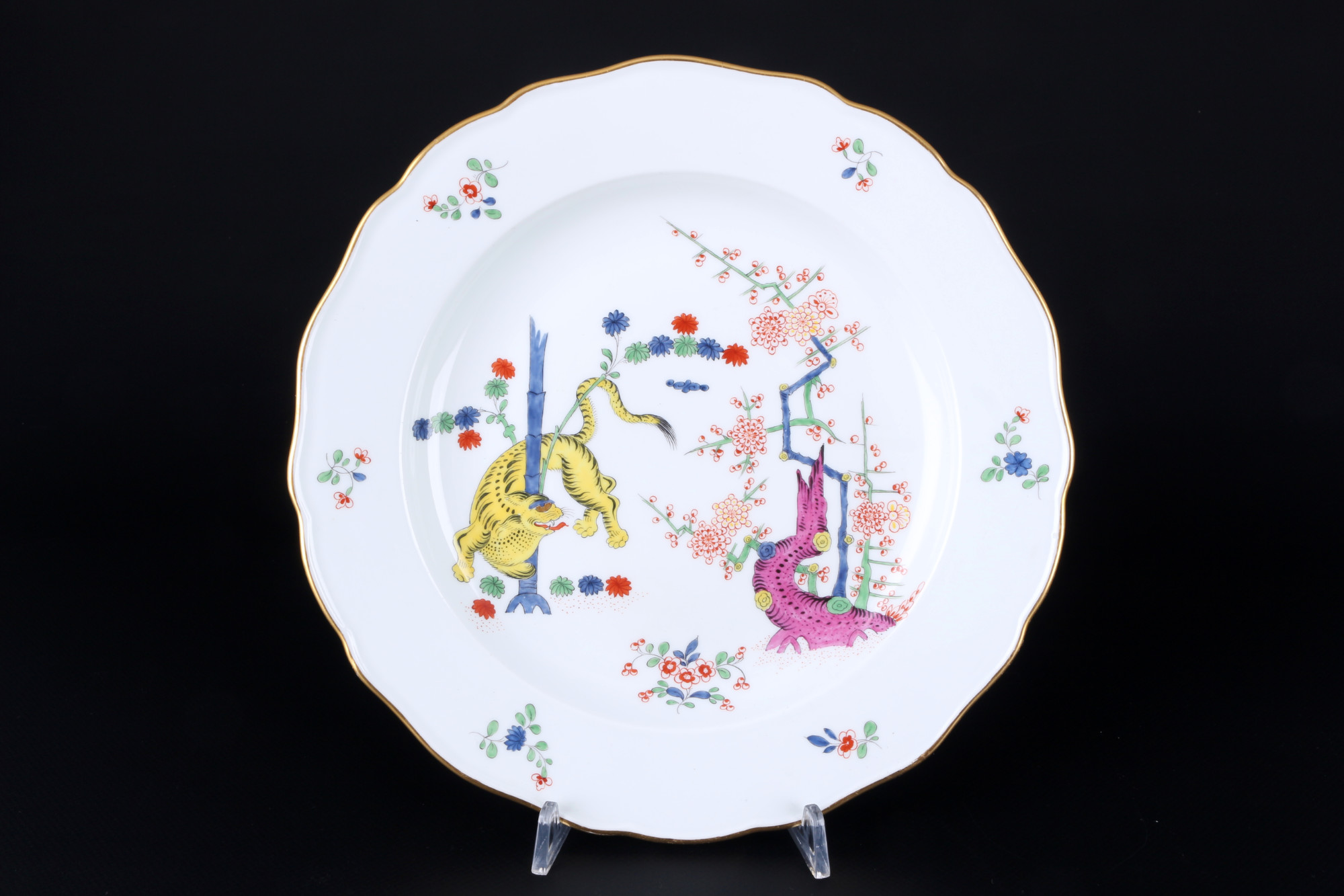 Meissen Old Rich Yellow Lion 2 dinner plates, Speiseteller, - Image 3 of 5