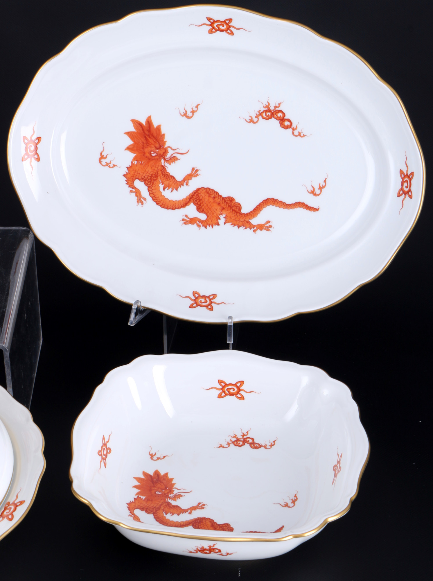 Meissen Red Ming-Dragon dinner service for 6 persons 1st choice, Speiseservice für 6 Personen 1.Wahl - Image 4 of 5