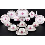 Herend Apponyi Purpur Teeset für 6 Personen, tea set for 6 pers.,