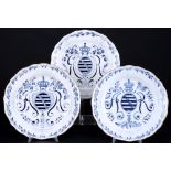 Meissen 3 Regimentsteller 1.Wahl, Knaufmarke, regiment plates 1st choice,