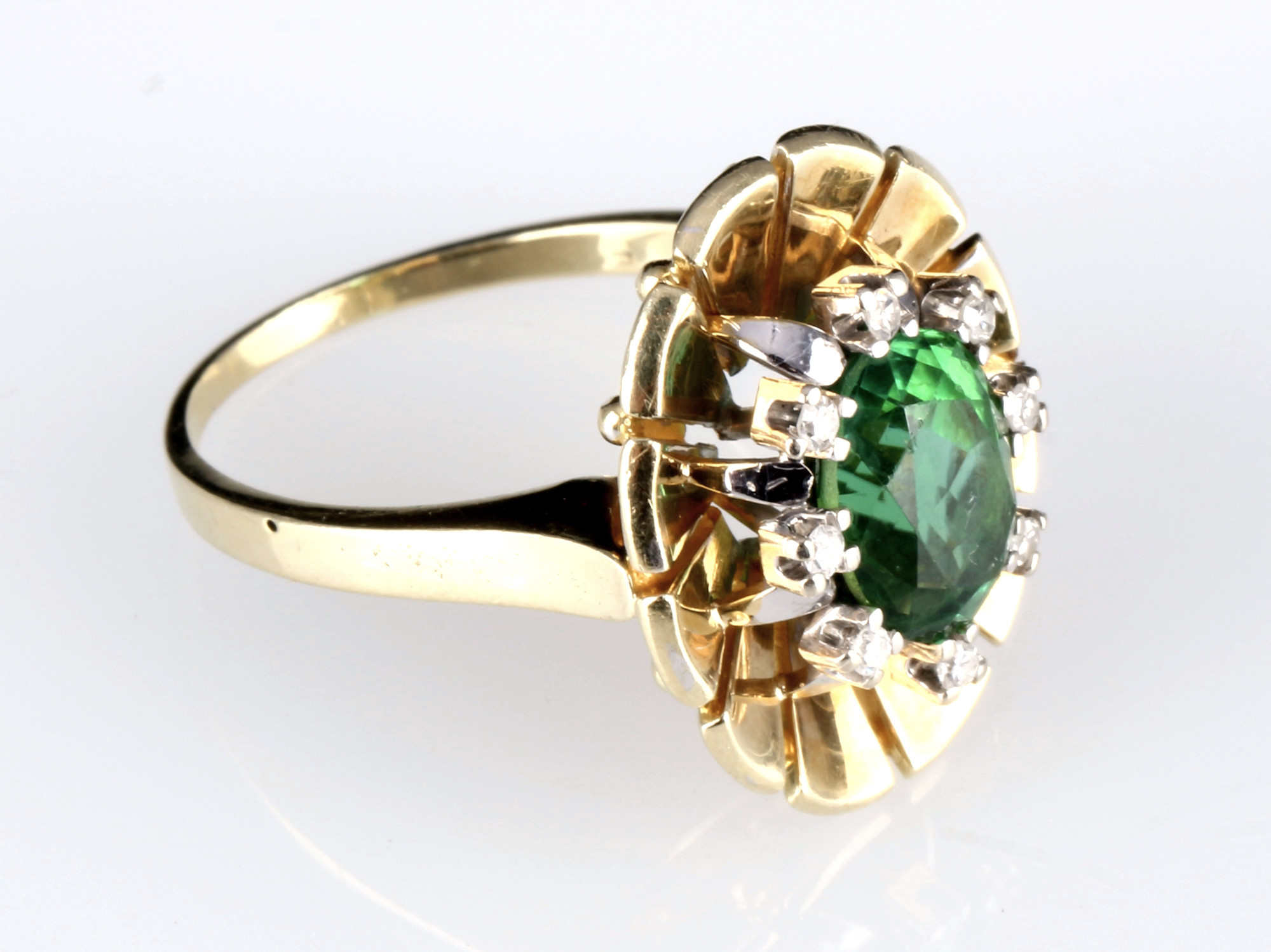 585 gold turmaline and diamond ring, 14K Gold Ring mit Turmalin und Brillanten, - Image 2 of 4