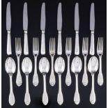 Christofle Cardeilhac Royal Cisele 925 Silber Besteck für 6 Personen, sterling silver cutlery for 6