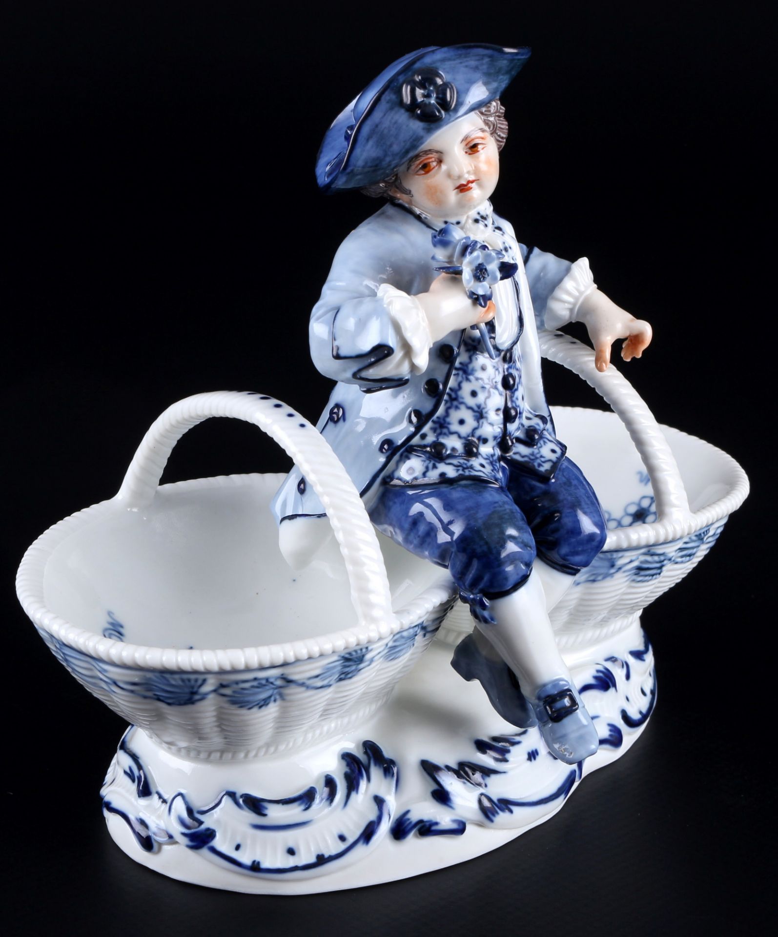 Meissen Zwiebelmuster figürliche Gewürzschale 1.Wahl, figural spice bowl 1st choice, - Bild 2 aus 5