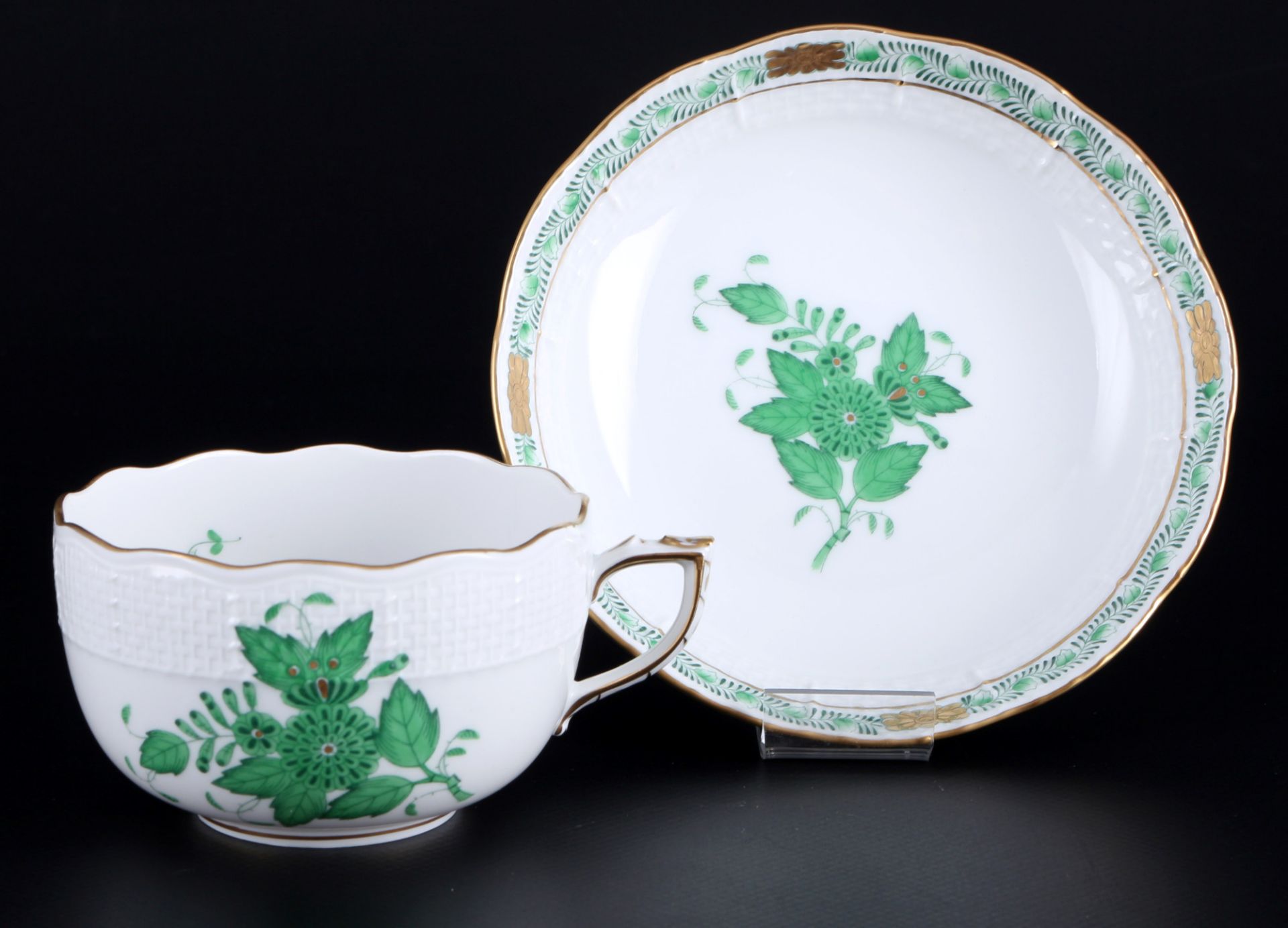 Herend Apponyi Vert 9 Teetassen, tea cups with saucers, - Bild 2 aus 3