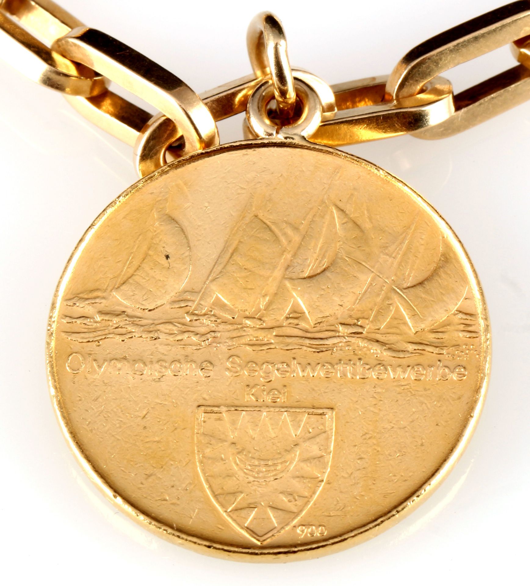 750 Gold Bettelarmband mit 3 Goldmedaillen, gold charm bracelet with gold medals, - Bild 3 aus 8