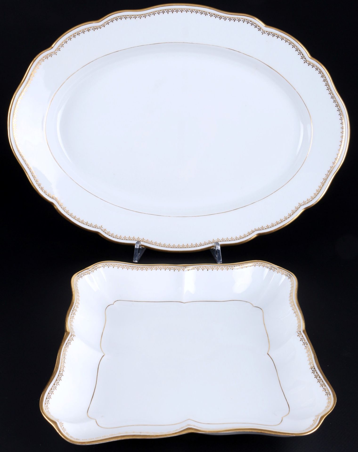 Meissen A-Kante Goldrand 3 Schalen und Platte 1.Wahl, Knaufmarke, bowls and platter 1st choice, - Bild 3 aus 4