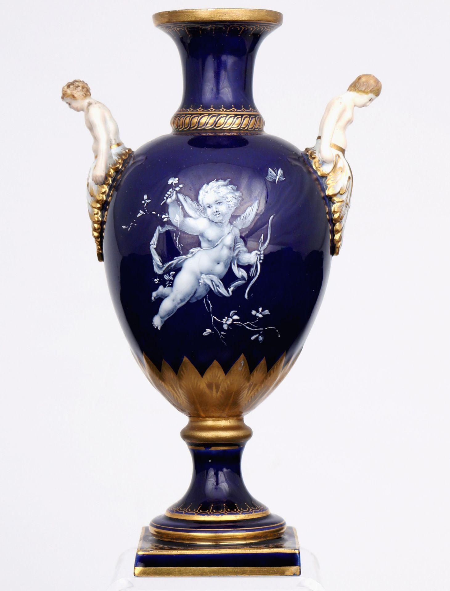 Meissen Pate-sur-Pate kobaltblau Balustervase 1.Wahl, Knaufmarke, splendor baluster vase royal blue 