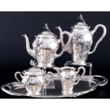Bruckmann 800 Silber Jugendstil Tee- und Kaffeekern, silver coffee tea set art nouveau,