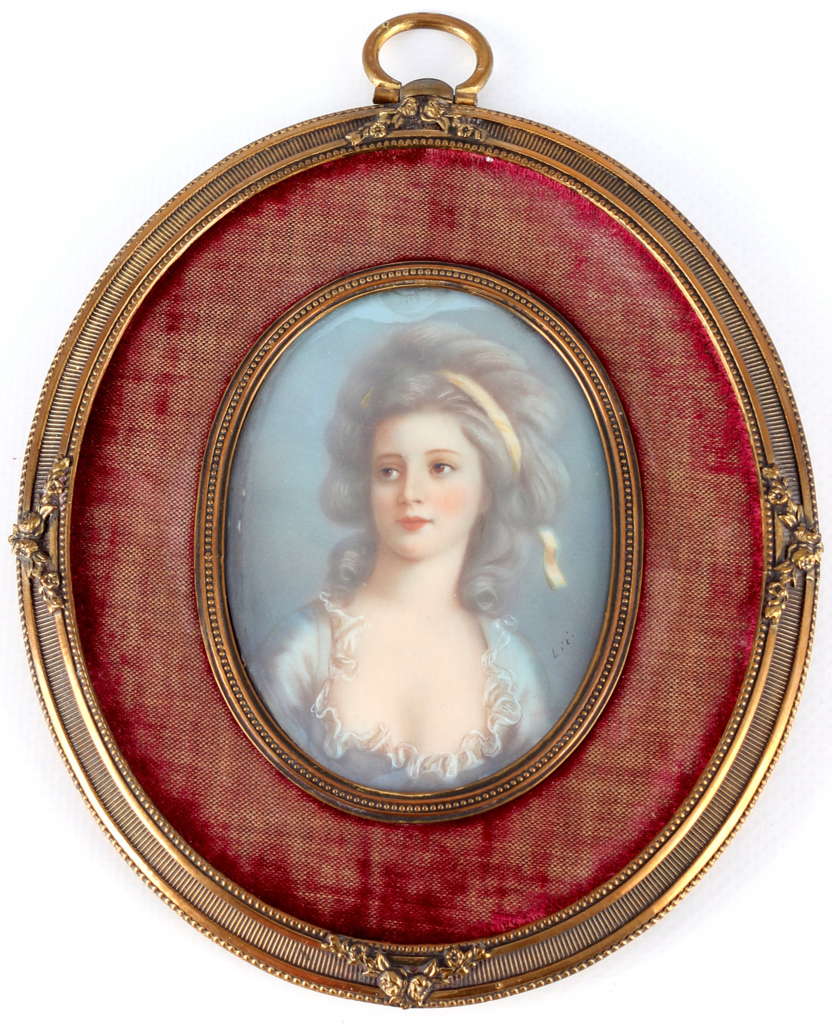 Lié Louis Perin-Salbreux (1753-1817) miniature portrait of a young beauty, Miniaturmalerei Portrait  - Image 2 of 4