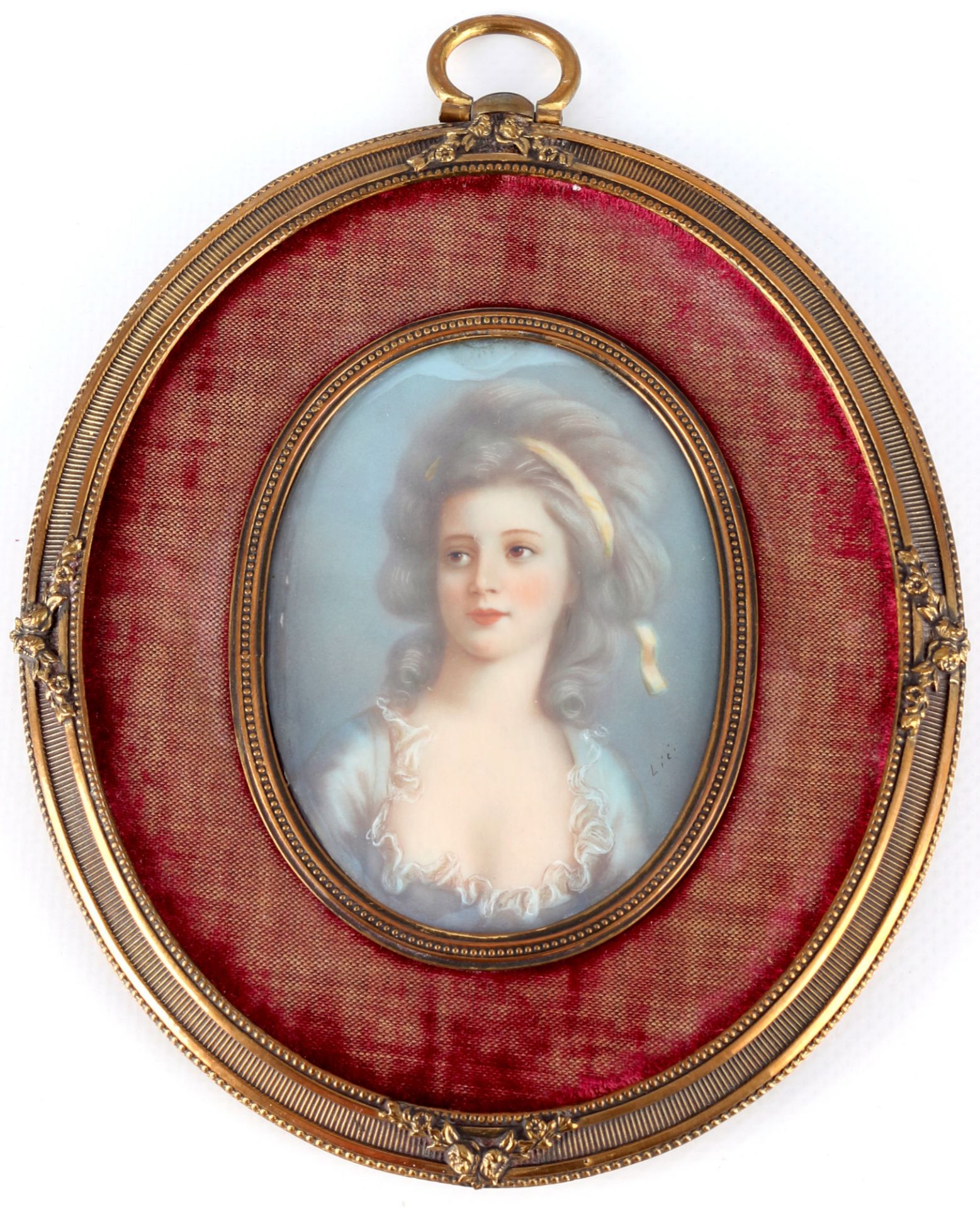 Lié Louis Perin-Salbreux (1753-1817) Miniaturmalerei Portrait einer jungen Schönheit, miniature port - Bild 2 aus 4