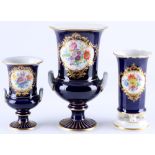 Meissen Blumenbukett kobaltblau 3 Prunkvasen, splendor vases royal blue,