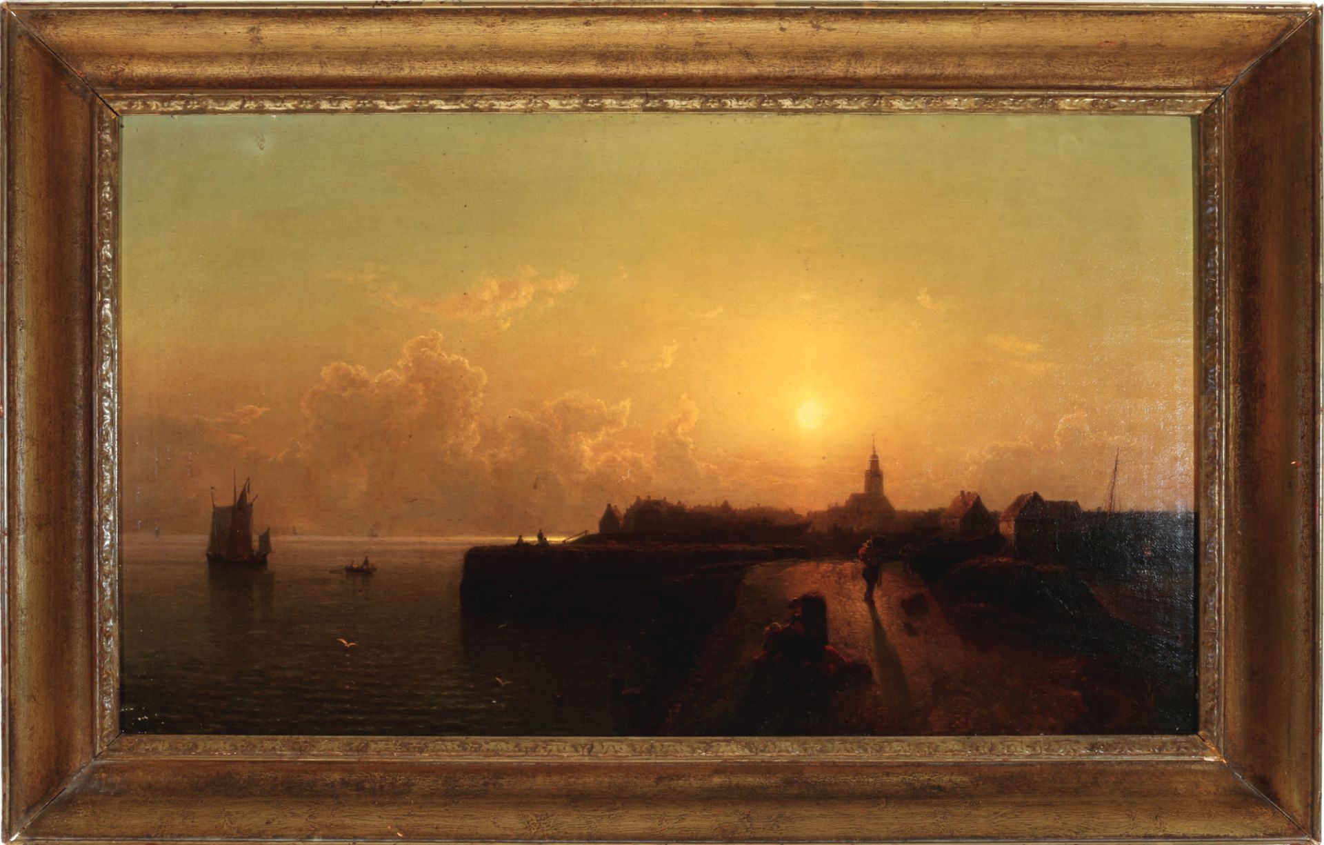 Karl Adloff (1819-1863) Küstenlandschaft im Sonnenuntergang, coastal landscape at sunset, - Bild 2 aus 5