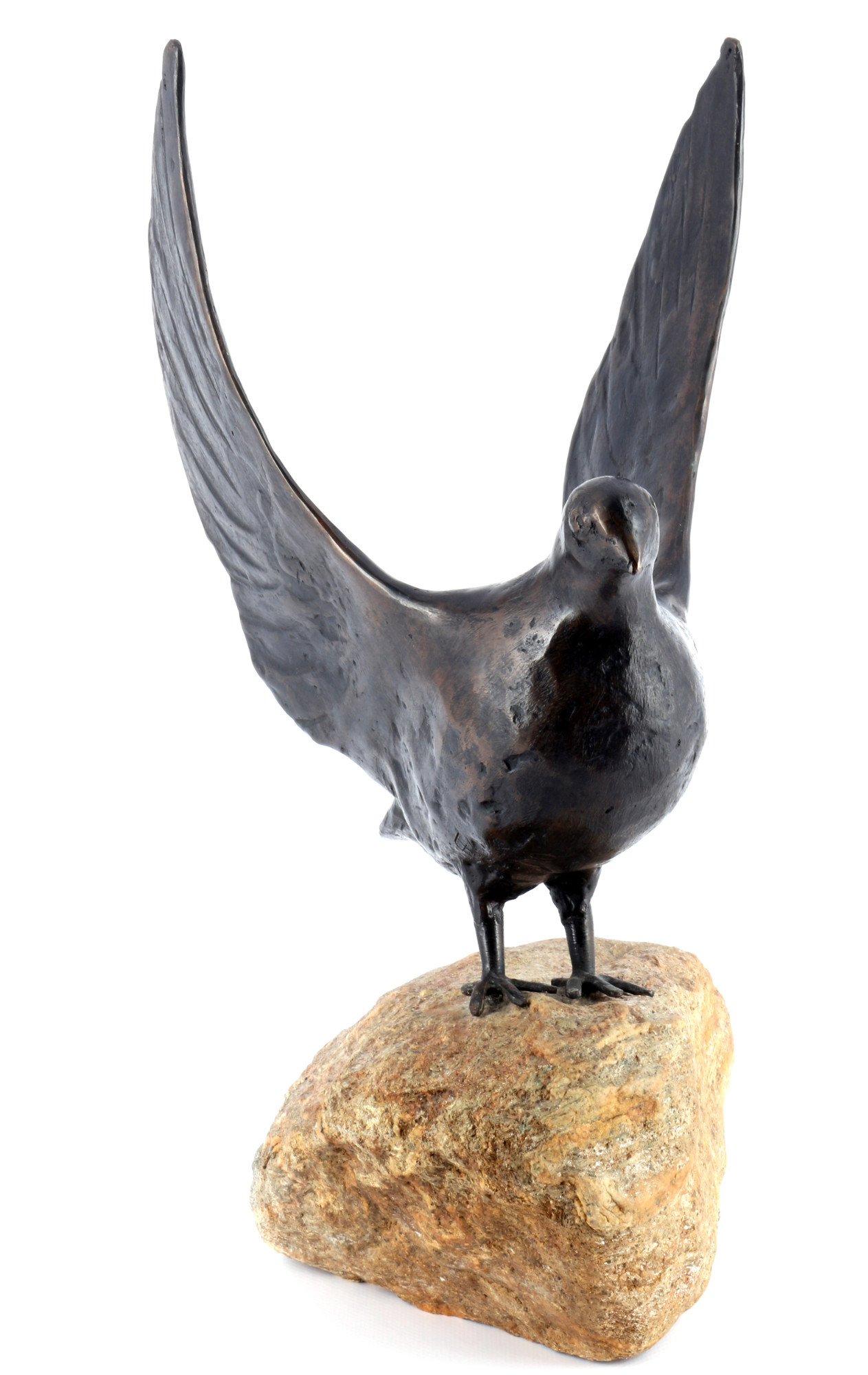 Bronze dove on stone, monogrammed, Taube auf Stein, - Image 2 of 5