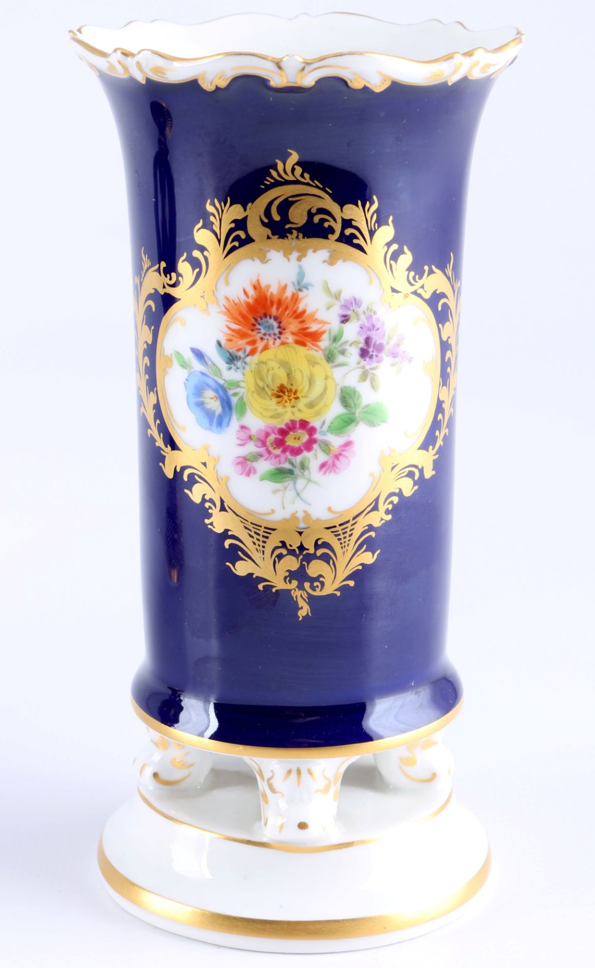 Meissen Blumenbukett kobaltblau 3 Prunkvasen, splendor vases royal blue, - Bild 4 aus 6