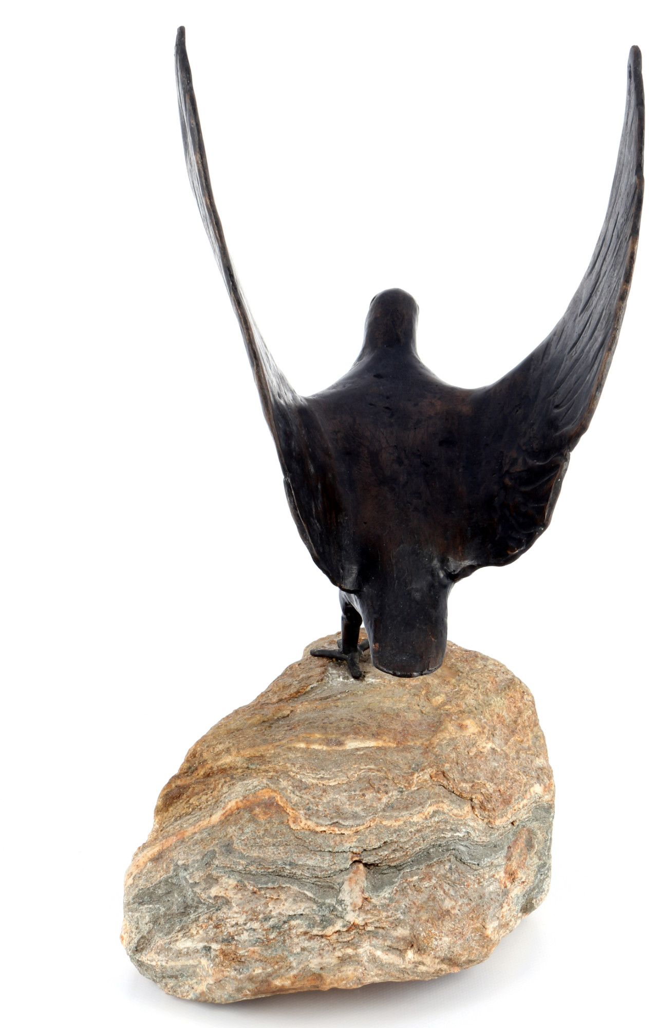 Bronze dove on stone, monogrammed, Taube auf Stein, - Image 4 of 5