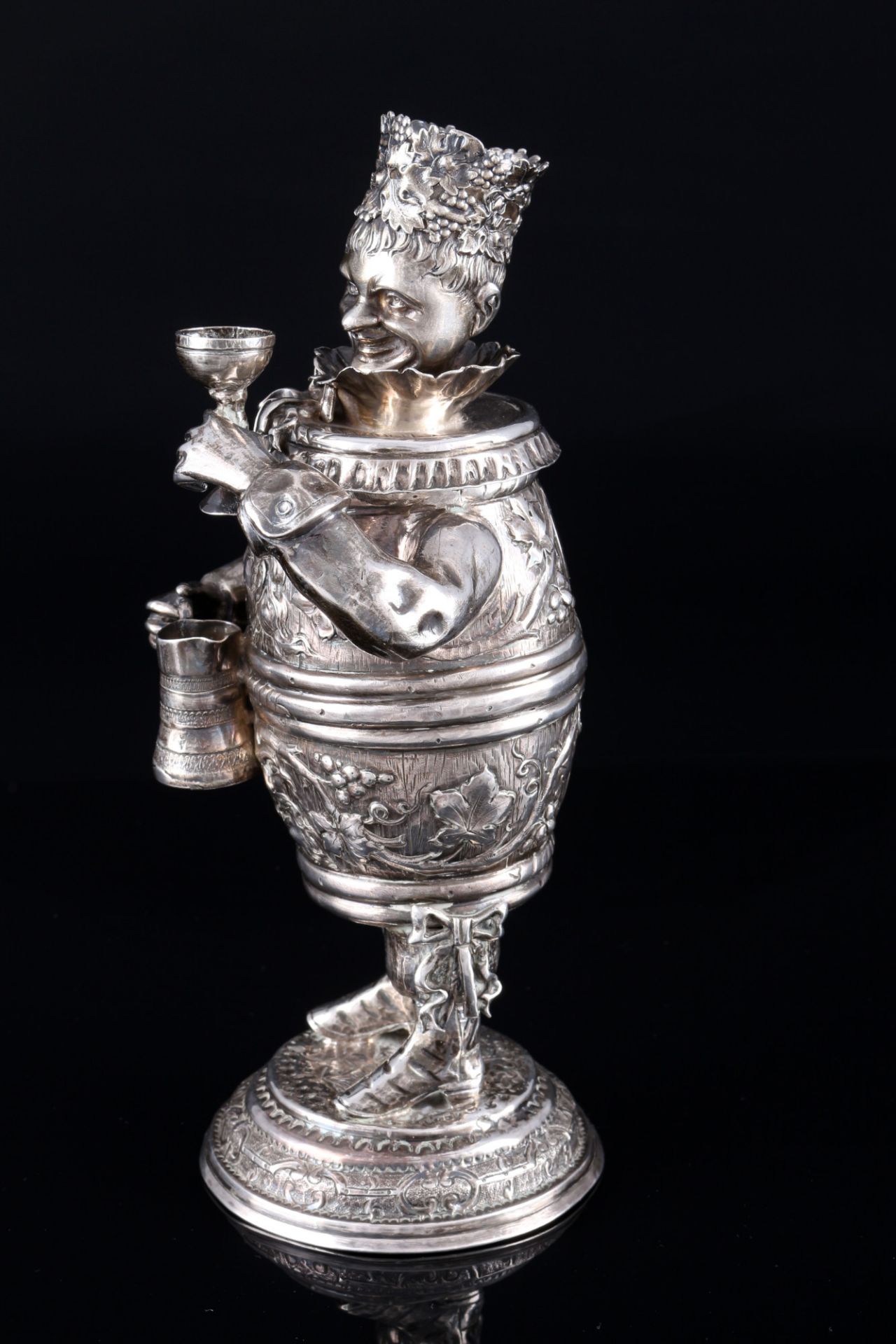 Hanau silver bobblehead figure beaker, Silber Figur Trinkbecher mit Wackelkopf, - Image 2 of 5