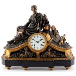 French bronze mantel clock, caesar, 19th century, Bronze Kaminuhr Frankreich 19. Jahrhundert,