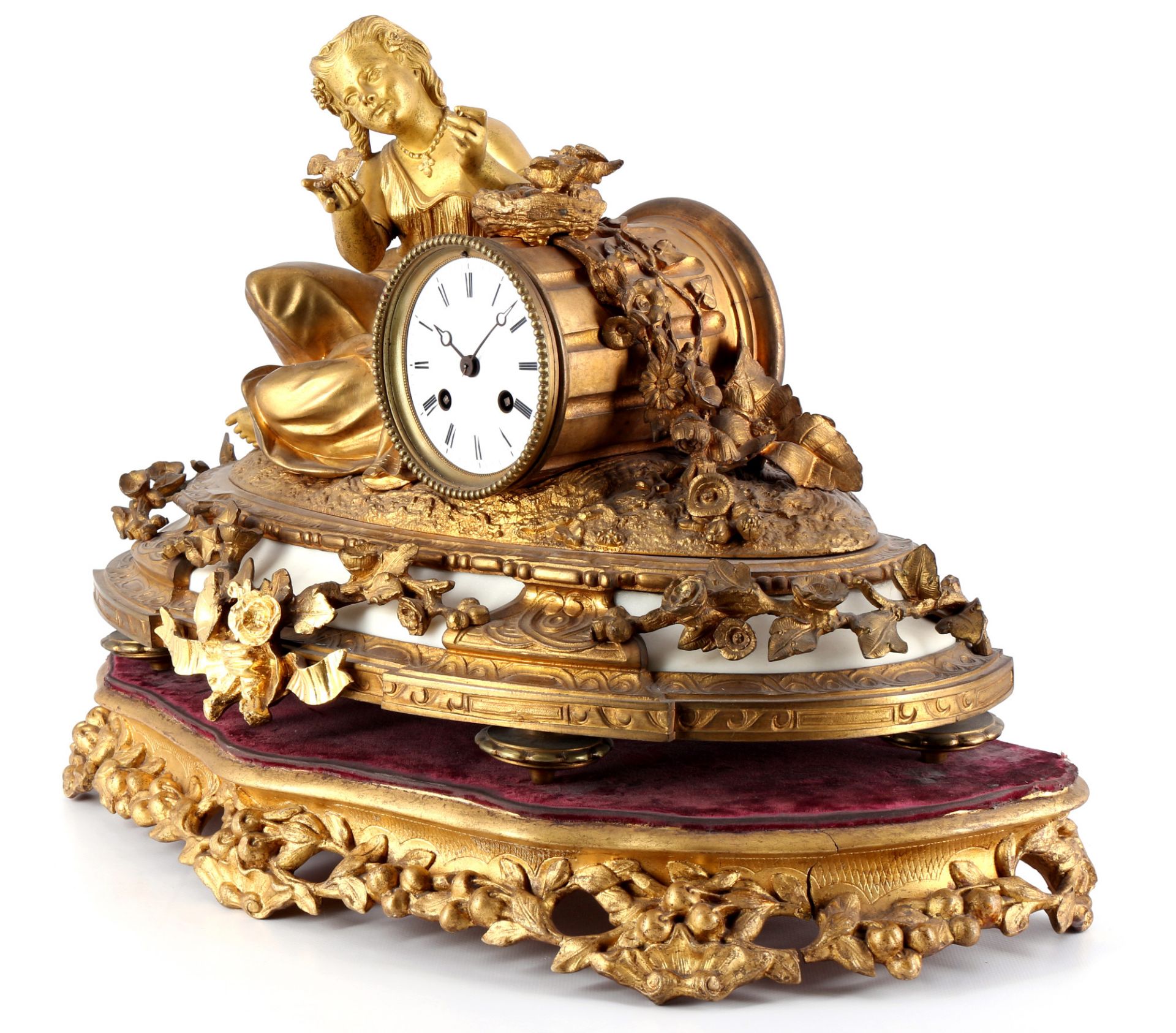 Große Bronze Kaminuhr Frankreich 19. Jahrhundert, bronze french mantel clock 19th century, - Bild 2 aus 5