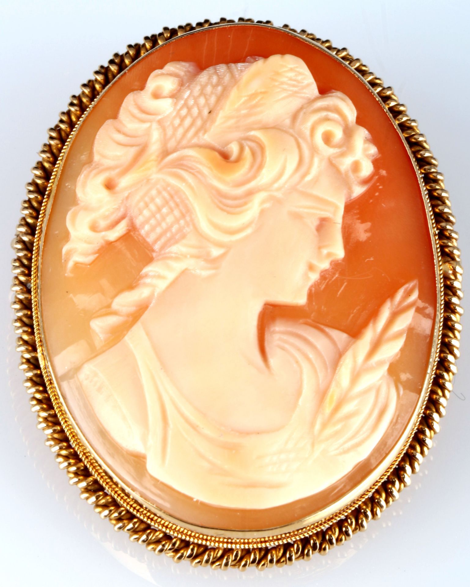 750 Gold Muschelkamee Anhänger / Brosche, 18k gold shell cameo pendant / brooch,