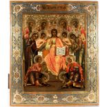 Russia icon extended Deesis - enthroned Christ, Russland Ikone erweiterte Deesis - thronender Christ