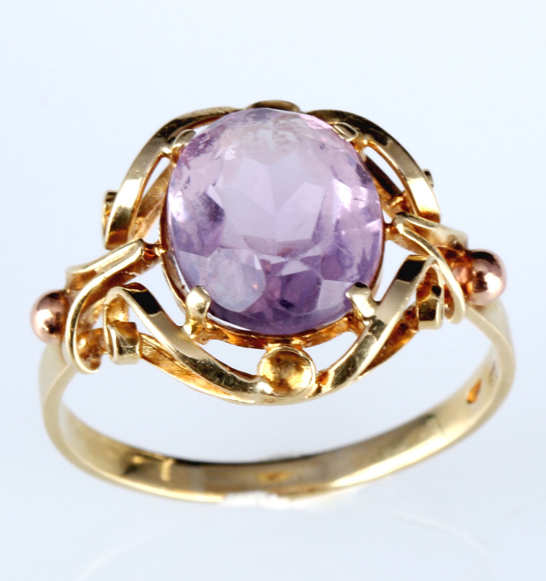 585 Gold 3 Ringe mit Diamanten und Amethyst, 14K gold rings with diamonds and amethyst, - Bild 2 aus 6