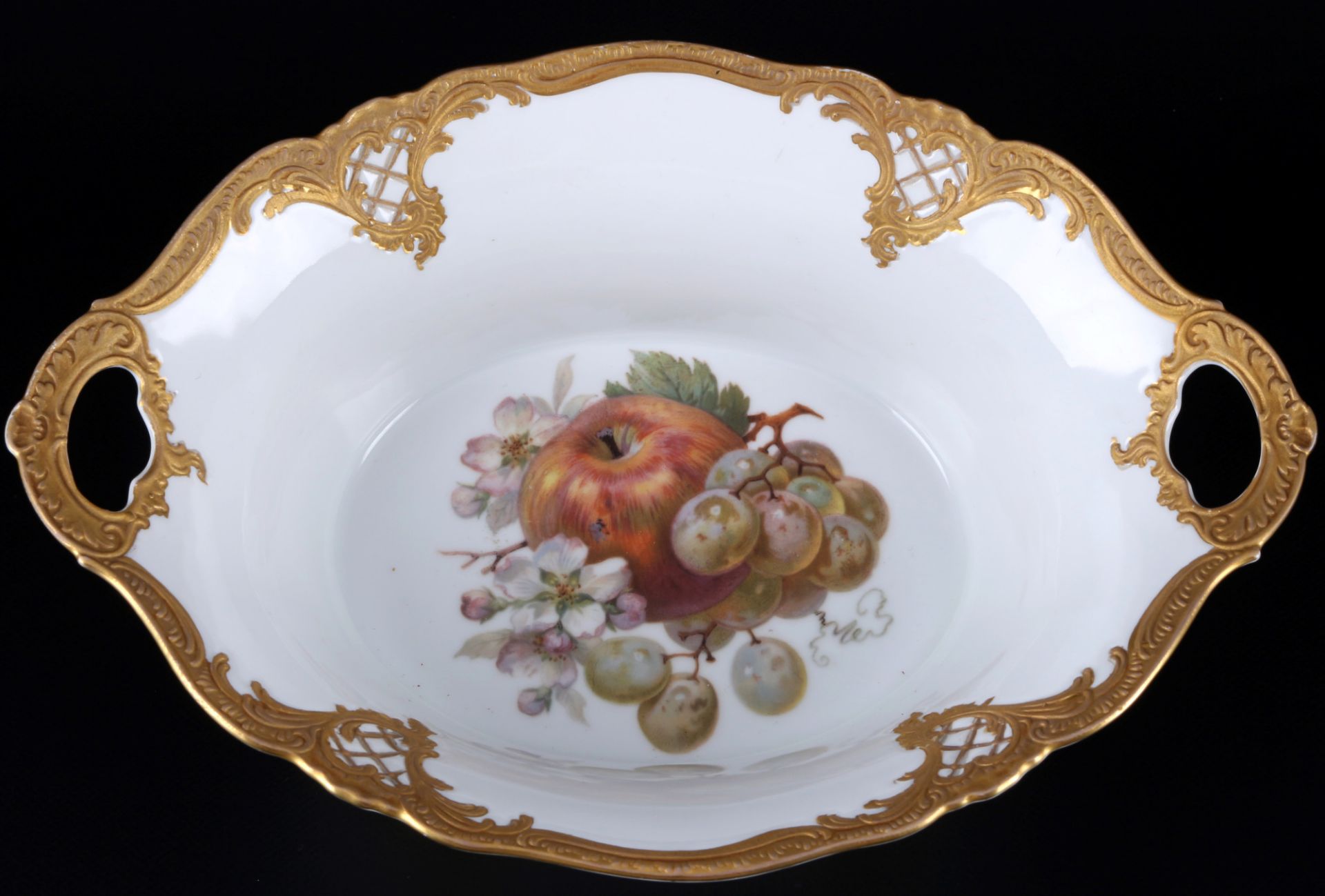 Fürstenberg Obstmalerei Prunkschale und Teller, splendor bowl and plate, - Bild 2 aus 5