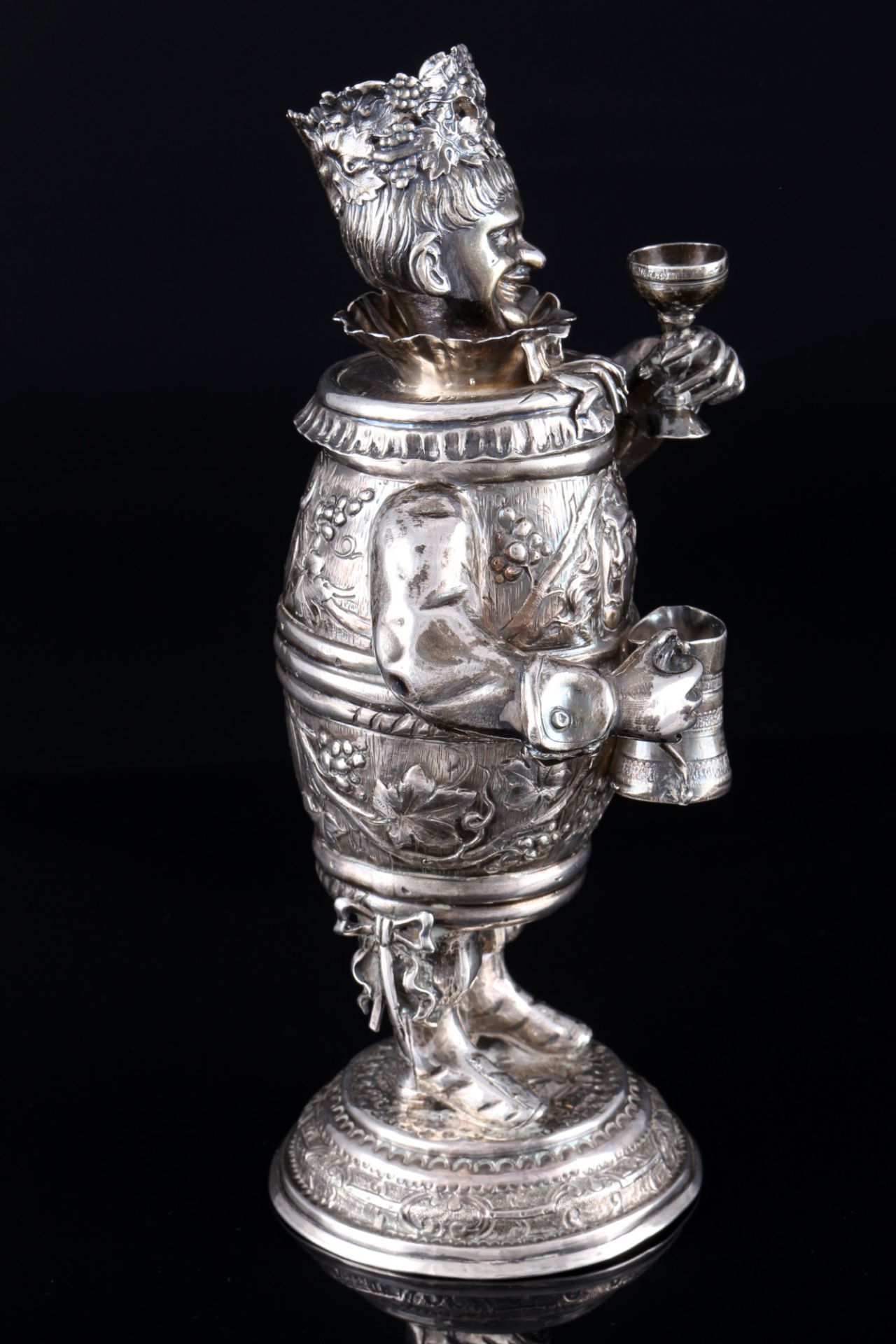 Hanau Silber Figur Trinkbecher mit Wackelkopf, silver bobblehead figure, - Bild 4 aus 5