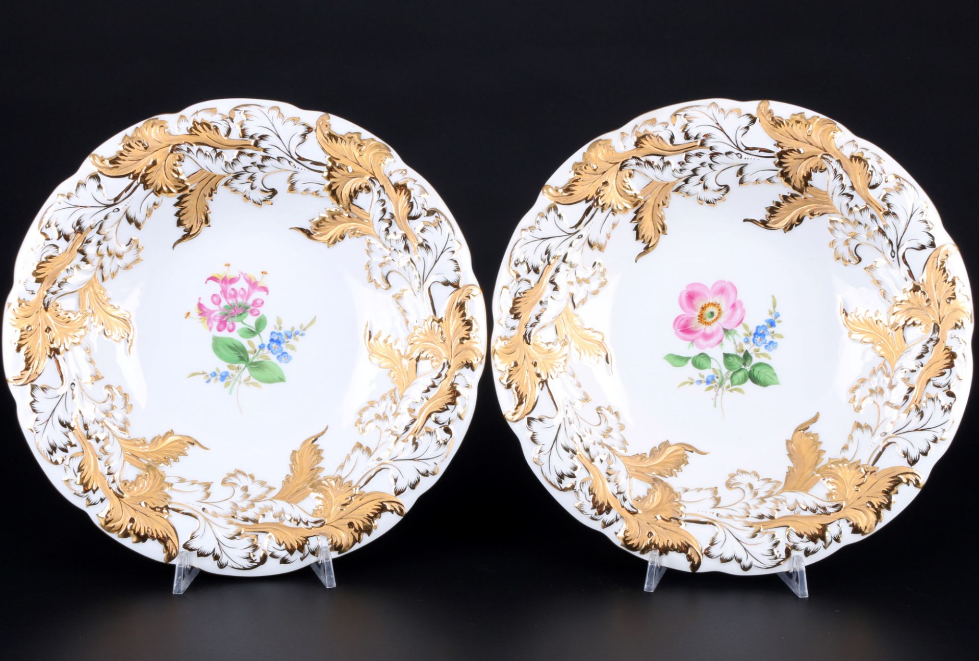 Meissen Blume 2 Prunkschalen, splendor bowls,