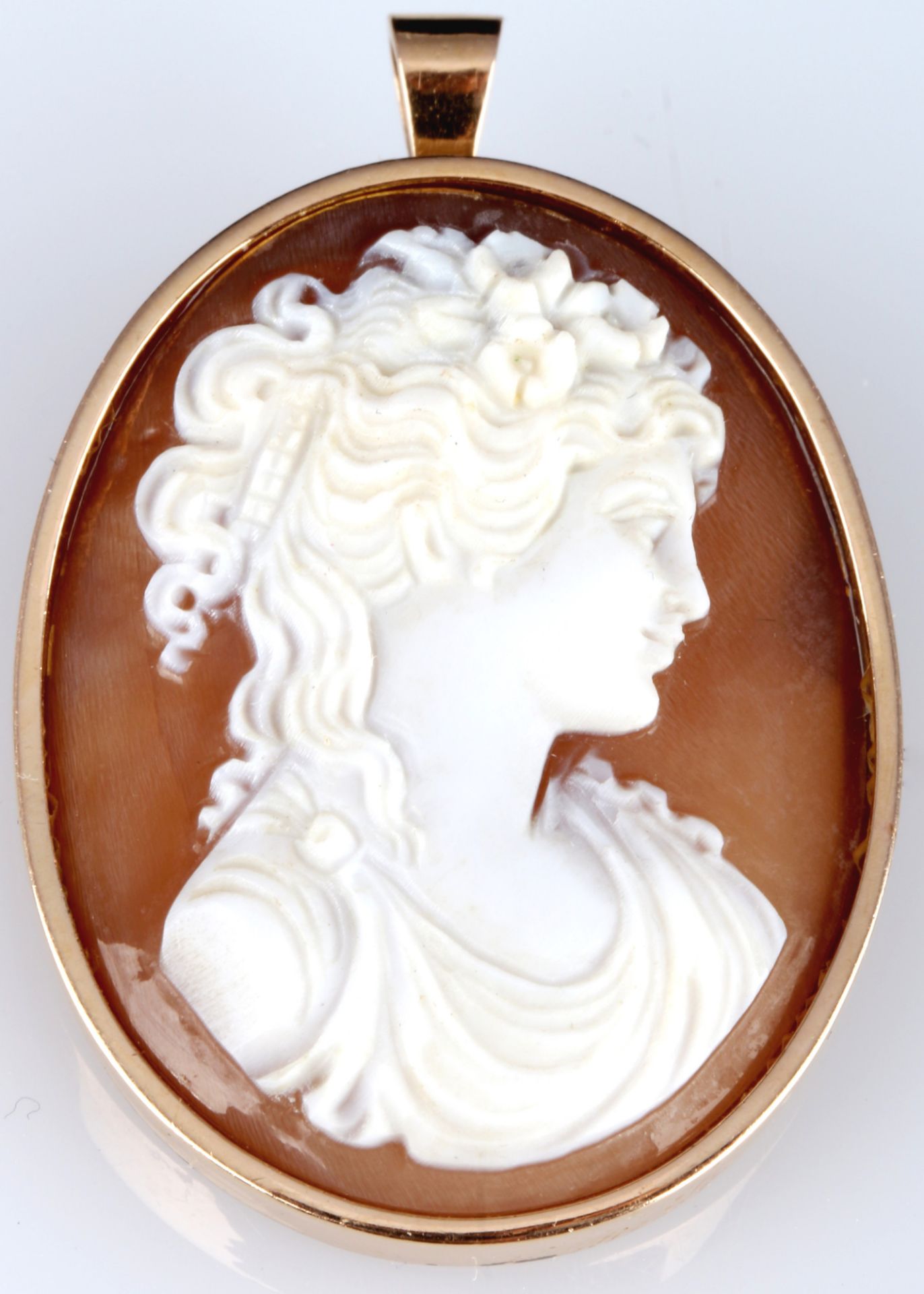 585 Gold Muschelkamee Anhänger / Brosche, 14k gold shell cameo pendant / brooch,