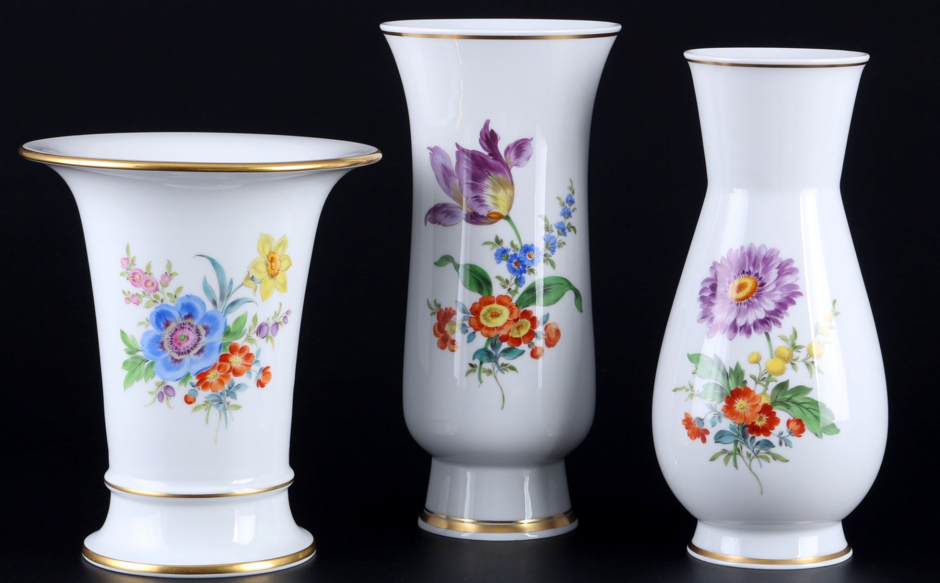 Meissen Blumenbukett 3 große Vasen 1.Wahl, vases 1st choice,