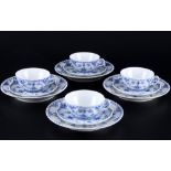 Royal Copenhagen Musselmalet Full Lace 4 tea cups with dessert plates 1130/1086 1st choice, Vollspi