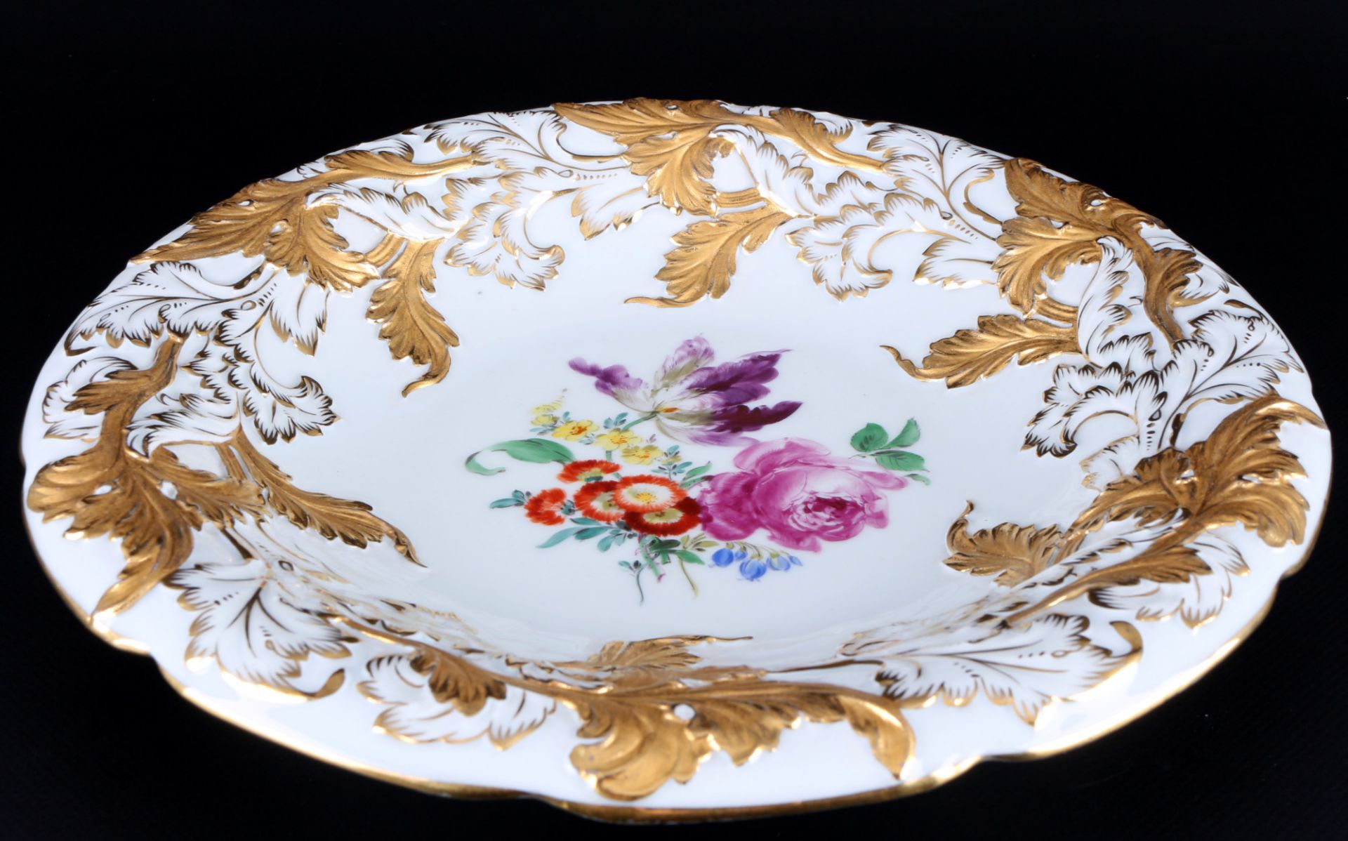 Meissen Blumenbukett große Prunkschale 1.Wahl, Pfeifferzeit, large splendor bowl 1st choice, - Bild 2 aus 3